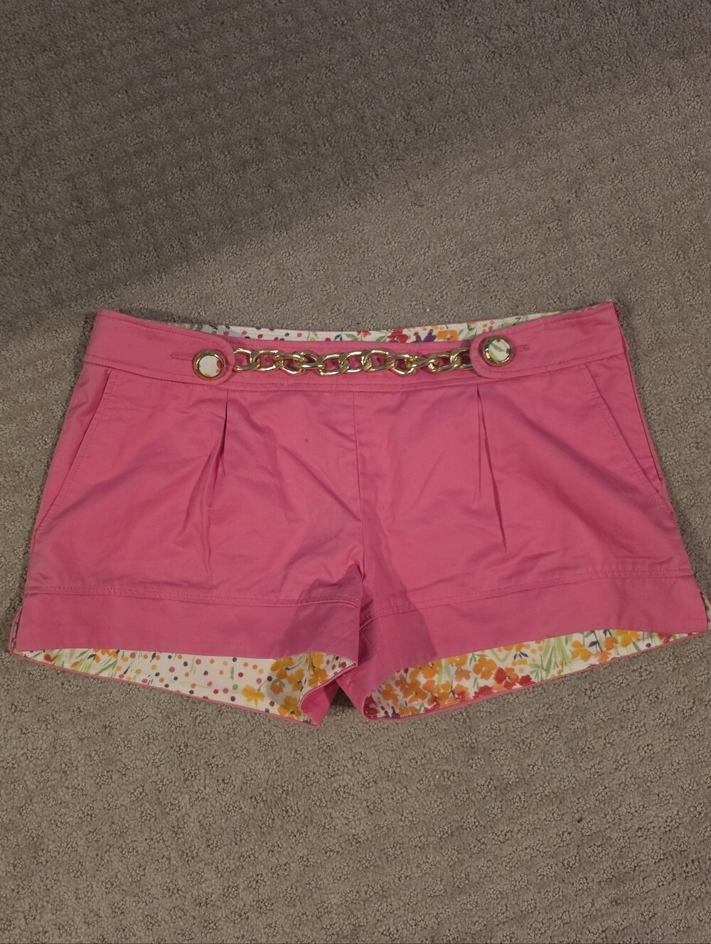 D&G Bright Pink Chain-Trim Women's Shorts